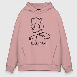 Толстовка оверсайз мужская Bart Simpson - Rock n Roll, цвет: пыльно-розовый