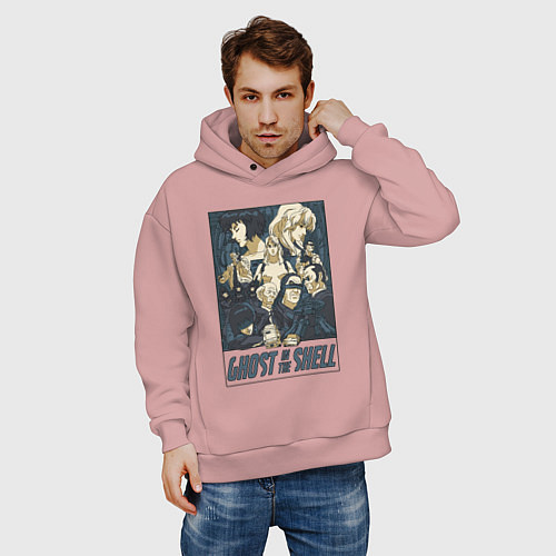 Мужское худи оверсайз Ghost in the shell all / Пыльно-розовый – фото 3