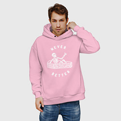 Толстовка оверсайз мужская Never better art, цвет: светло-розовый — фото 2