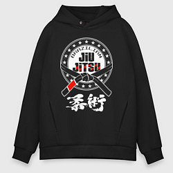 Толстовка оверсайз мужская Brazilian splashes Jiu jitsu logo, цвет: черный