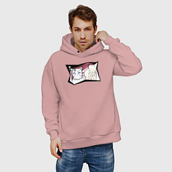 Толстовка оверсайз мужская Кошка и попка, цвет: пыльно-розовый — фото 2