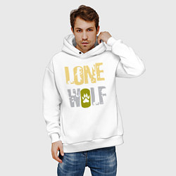 Толстовка оверсайз мужская Lone Wolf - одинокий волк, цвет: белый — фото 2