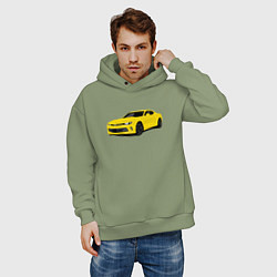 Толстовка оверсайз мужская Chevrolet Camaro American Car, цвет: авокадо — фото 2