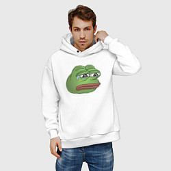 Толстовка оверсайз мужская Sad Pepe art, цвет: белый — фото 2