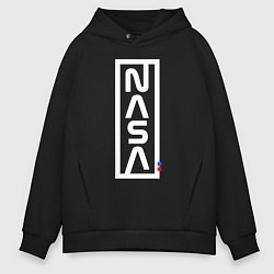 Толстовка оверсайз мужская Наса - logo, цвет: черный