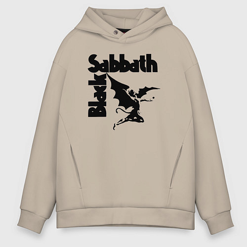 Мужское худи оверсайз Блэк Саббат метал / Миндальный – фото 1