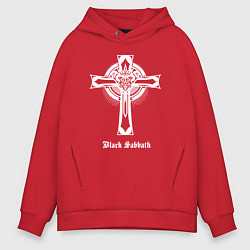 Толстовка оверсайз мужская Black sabbath крест, цвет: красный