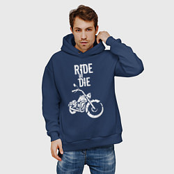 Толстовка оверсайз мужская Ride or Die винтаж, цвет: тёмно-синий — фото 2