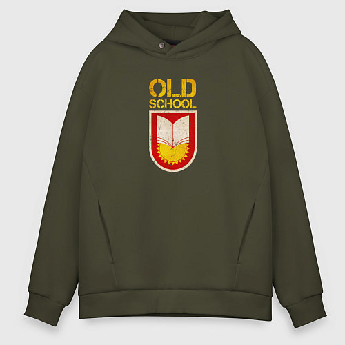 Мужское худи оверсайз Old School emblem / Хаки – фото 1