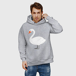 Толстовка оверсайз мужская Бeлый лебедь, цвет: меланж — фото 2