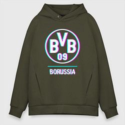Толстовка оверсайз мужская Borussia FC в стиле glitch, цвет: хаки