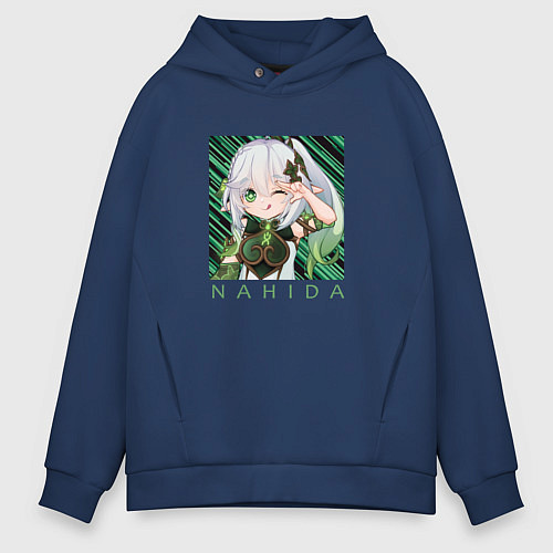 Мужское худи оверсайз Нахида Малая властительница Кусанали / Тёмно-синий – фото 1