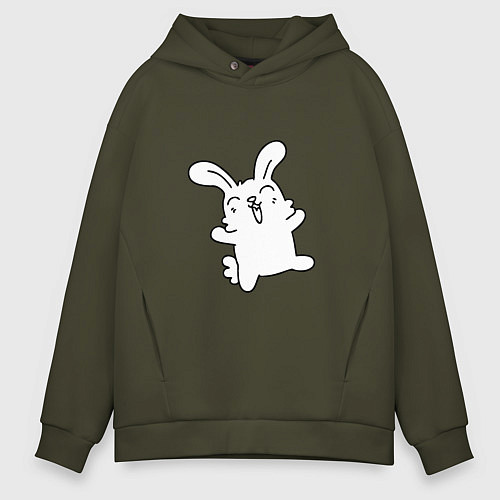 Мужское худи оверсайз Happy Bunny / Хаки – фото 1
