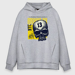Толстовка оверсайз мужская Череп с цифрой, цвет: меланж