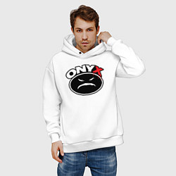 Толстовка оверсайз мужская Onyx - black logo, цвет: белый — фото 2