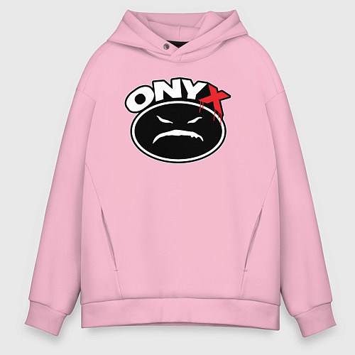 Мужское худи оверсайз Onyx - black logo / Светло-розовый – фото 1