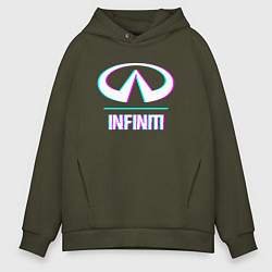 Толстовка оверсайз мужская Значок Infiniti в стиле glitch, цвет: хаки