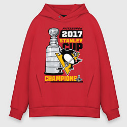 Толстовка оверсайз мужская Питтсбург Пингвинз НХЛ, цвет: красный