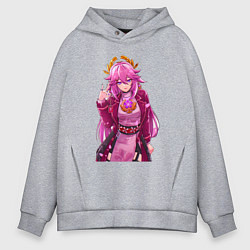 Толстовка оверсайз мужская Яэ Мико на стиле - Геншин Импакт, цвет: меланж