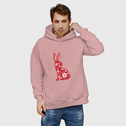 Толстовка оверсайз мужская Красный заяц, цвет: пыльно-розовый — фото 2