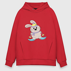 Толстовка оверсайз мужская Кролик - лыжник, цвет: красный