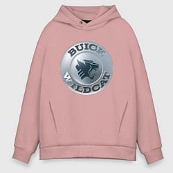 Толстовка оверсайз мужская Buick Wildcat - logotype, цвет: пыльно-розовый