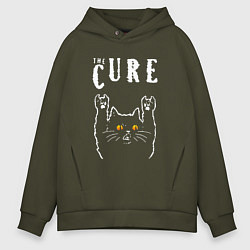 Толстовка оверсайз мужская The Cure rock cat, цвет: хаки