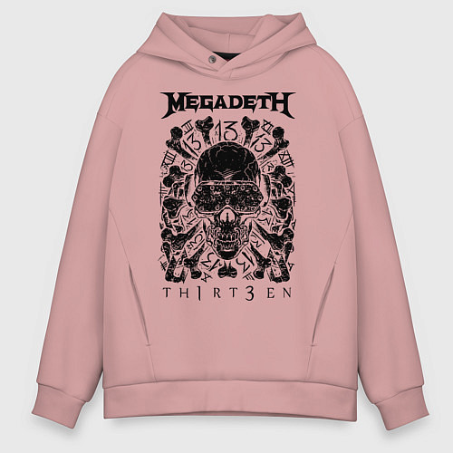 Мужское худи оверсайз Megadeth Thirteen / Пыльно-розовый – фото 1