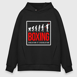 Толстовка оверсайз мужская Boxing evolution its revolution, цвет: черный