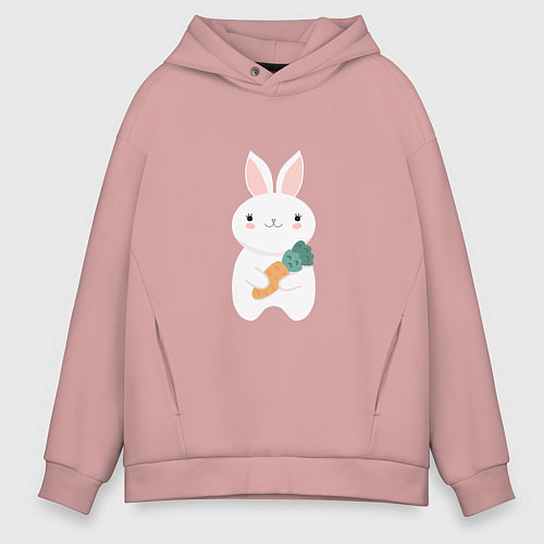 Мужское худи оверсайз Carrot rabbit / Пыльно-розовый – фото 1