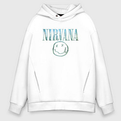 Толстовка оверсайз мужская Nirvana - смайлик, цвет: белый