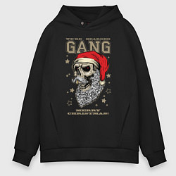 Толстовка оверсайз мужская We are bearded gang - Merry Christmas!, цвет: черный