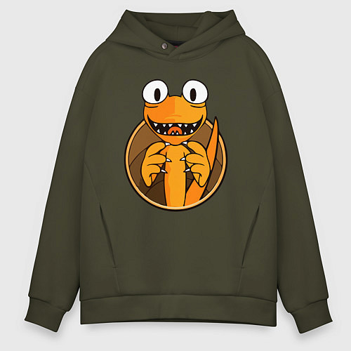 Мужское худи оверсайз Радужные друзья: Оранжевый / Хаки – фото 1