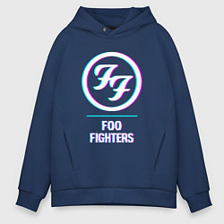 Толстовка оверсайз мужская Foo Fighters glitch rock, цвет: тёмно-синий