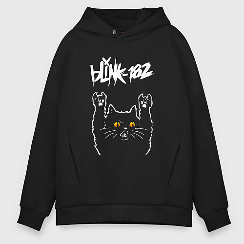 Мужское худи оверсайз Blink 182 rock cat / Черный – фото 1