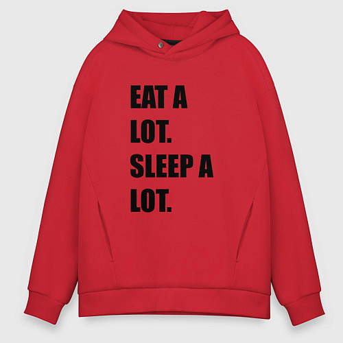Мужское худи оверсайз Eat a lot Sleep a lot / Красный – фото 1