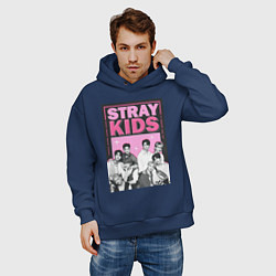 Толстовка оверсайз мужская Stray Kids boy band, цвет: тёмно-синий — фото 2