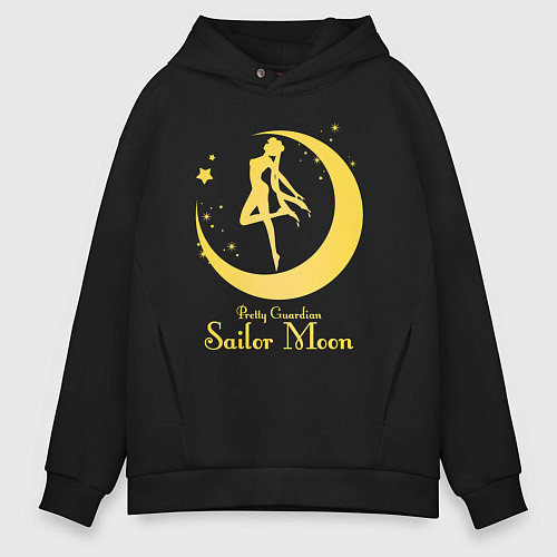Мужское худи оверсайз Sailor Moon gold / Черный – фото 1