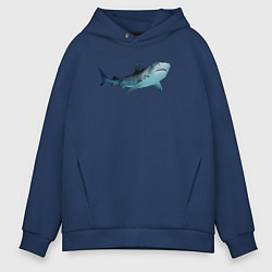 Толстовка оверсайз мужская Realistic shark, цвет: тёмно-синий
