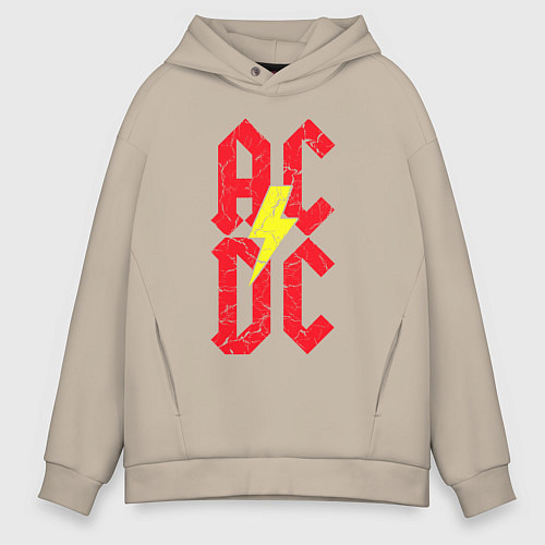 Мужское худи оверсайз AC DC logo / Миндальный – фото 1