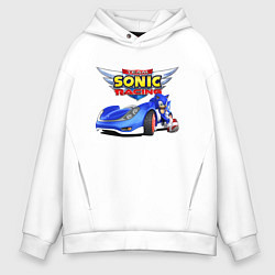 Толстовка оверсайз мужская Team Sonic racing - hedgehog, цвет: белый