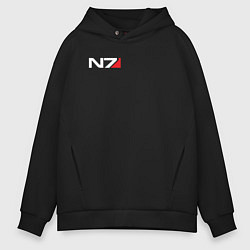 Толстовка оверсайз мужская Логотип N7, цвет: черный