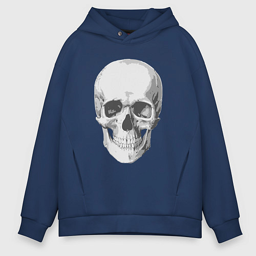 Мужское худи оверсайз Platinum Cut Skull / Тёмно-синий – фото 1
