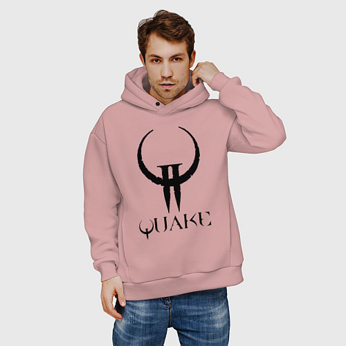 Мужское худи оверсайз Quake II logo / Пыльно-розовый – фото 3