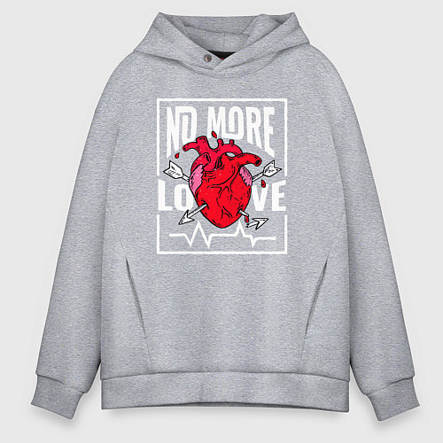 Мужское худи оверсайз Больше никакой любви в сердце / Меланж – фото 1