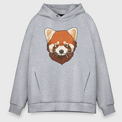 Толстовка оверсайз мужская Голова милой красной панды, цвет: меланж