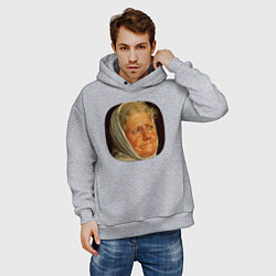 Толстовка оверсайз мужская Картина ренессанса - бабушка в шоке, цвет: меланж — фото 2