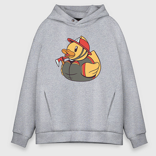 Мужское худи оверсайз Резиновая утка пожарный / Меланж – фото 1
