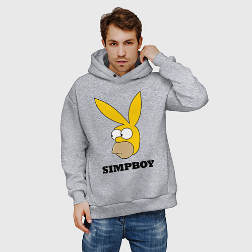 Мужское худи оверсайз Simpboy - rabbit Homer / Меланж – фото 3