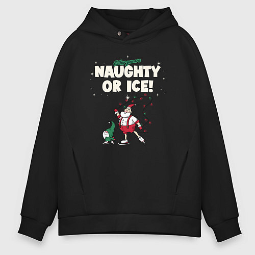 Мужское худи оверсайз Naughty or ice / Черный – фото 1
